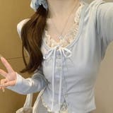ブルー | バレエコア レースフリル＆リボン タイト | Beststore