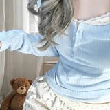 レースフリル＆小花柄 レイヤード風リブカットソー ヘンリーネック | Beststore | 詳細画像18 