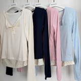 レースフリル＆小花柄 レイヤード風リブカットソー ヘンリーネック | Beststore | 詳細画像21 