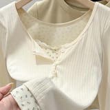 レースフリル＆小花柄 レイヤード風リブカットソー ヘンリーネック | Beststore | 詳細画像23 
