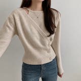 モカベージュ | アシンメトリーボタンラップニットトップス | Beststore
