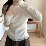 袖口裾レース 長袖リブニットカットソー 薄手ニット | Beststore | 詳細画像2