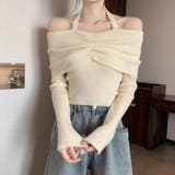 オフショルダー & ホルターネック クロスリブニット トップス | Beststore | 詳細画像2 