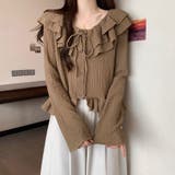 くしゅくしゅエンボス生地と大ぶりフリルが大人可愛い♡ 前リボンブラウス カーディ… | Beststore | 詳細画像6 