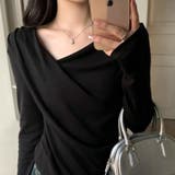 ドレープネック デコルテ見せ 長袖トップス Tシャツ カットソー | Beststore | 詳細画像5 