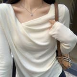 ドレープネック デコルテ見せ 長袖トップス Tシャツ カットソー | Beststore | 詳細画像8 