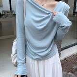 ドレープネック デコルテ見せ 長袖トップス Tシャツ カットソー | Beststore | 詳細画像12 