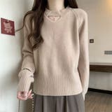 2WAY デコルテオープンがこなれ感を演出！配色ボタン＆チョーカー風ハイネックニ… | Beststore | 詳細画像9 