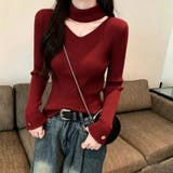 チョーカー風 ネックデザイン リブ ニット トップス 秋冬 | Beststore | 詳細画像7