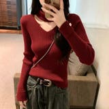 チョーカー風 ネックデザイン リブ ニット トップス 秋冬 | Beststore | 詳細画像8