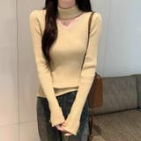 ベージュ | チョーカー風 ネックデザイン リブ ニット トップス 秋冬 | Beststore