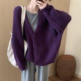 パープル | オーバーサイズ ざっくり編み ニットカーディガン | Beststore