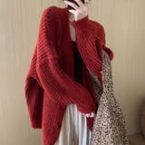 レッド | オーバーサイズ ざっくり編み ニットカーディガン | Beststore