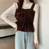 【1枚で決まる】レイヤード風 シャーリングトップス × ペプラムビスチェ | Beststore | 詳細画像8