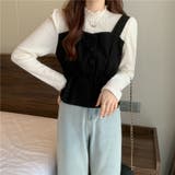 【1枚で決まる】レイヤード風 シャーリングトップス × ペプラムビスチェ | Beststore | 詳細画像11 