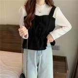 【1枚で決まる】レイヤード風 シャーリングトップス × ペプラムビスチェ | Beststore | 詳細画像12