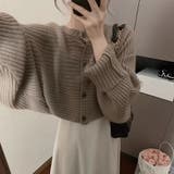 グレージュ | 【全8色】クロップド丈 リブニット ドルマンカーディガン ボリューム袖 | Beststore