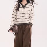 フレンチガーリー♡ ボーダー柄 レースアップニット | Beststore | 詳細画像4