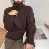 ブラウン | 【全10色】もっちりあったか ハイネック リブニット | Beststore