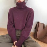 パープル | 【全10色】もっちりあったか ハイネック リブニット | Beststore
