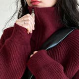 ハーフジップ ニットトップス ざっくり編み ハイネック ショート丈 秋冬 | Beststore | 詳細画像15