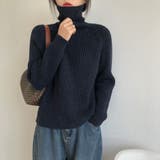 ブラック | 【全10色】ふんわり暖か リブ編みタートルネックニットトップス ラグランスリーブ | Beststore