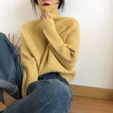 イエロー | 【全10色】ふんわり暖か リブ編みタートルネックニットトップス ラグランスリーブ | Beststore