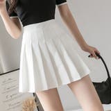 ホワイト | プリーツミニスカートパンツ付きスカート女子高校生定番ショット丈フレアスカート体型… | Beststore