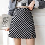 グレー柄 | スリット入りチェックミニスカート レディース タイトスカート | Beststore