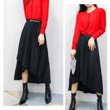 レディース ハイウエストプリーツスカートフレアスカート不規則裾 着やせ | Beststore | 詳細画像7 