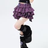 パープル | 地雷系女子必見♡ 激カワ3段フリル ティアードミニスカート（インナーパンツ付き）… | Beststore