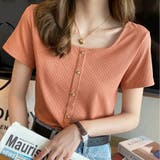 オレンジ | UネックTシャツ クルーネックＴシャツショート丈Ｔシャツ ショート丈 | Beststore
