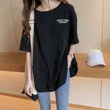 ブラック | バックプリントTシャツロゴプリントTシャ ゆったり 韓国ファッションオーバーサイズ | Beststore