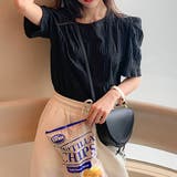 ブラック | パワーショルダー トップス Tシャツ | Beststore