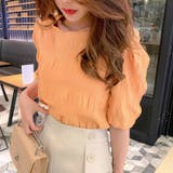 オレンジ | パワーショルダー トップス Tシャツ | Beststore
