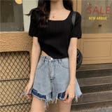 UネックカラーTシャツ カットソートップス Tシャツ | Beststore | 詳細画像1