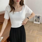 UネックカラーTシャツ カットソートップス Tシャツ | Beststore | 詳細画像2
