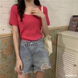 UネックカラーTシャツ カットソートップス Tシャツ | Beststore | 詳細画像3