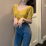 イエロー | ニットソー半袖 ショートｖネック ニットソー | Beststore