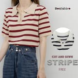 レッドストライプ | ポロシャツ Vネック 半袖 | Beststore