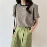 バイカラーボーダーTシャツ 韓国ファッション tシャツ | Beststore | 詳細画像3 