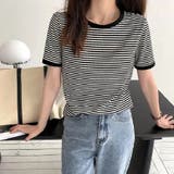 ブラック | バイカラーボーダーTシャツ 韓国ファッション tシャツ | Beststore