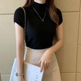 ブラック | さらっとした肌ざわり サマーニット ハーフタートルネック | Beststore
