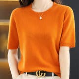 オレンジ | トップス ニットソー半袖 クルーネックニットソー | Beststore