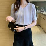 トップスマットサテン シャツブラウス Vネック | Beststore | 詳細画像8