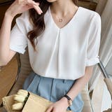 トップスマットサテン シャツブラウス Vネック | Beststore | 詳細画像3