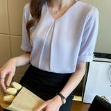 トップスマットサテン シャツブラウス Vネック | Beststore | 詳細画像6