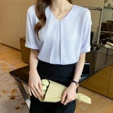 トップスマットサテン シャツブラウス Vネック | Beststore | 詳細画像7