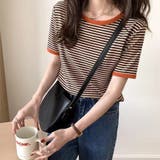 バイカラーボーダーTシャツ 韓国ファッション tシャツ | Beststore | 詳細画像3 