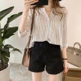 ストライプ シャツブラウス 半袖 | Beststore | 詳細画像5